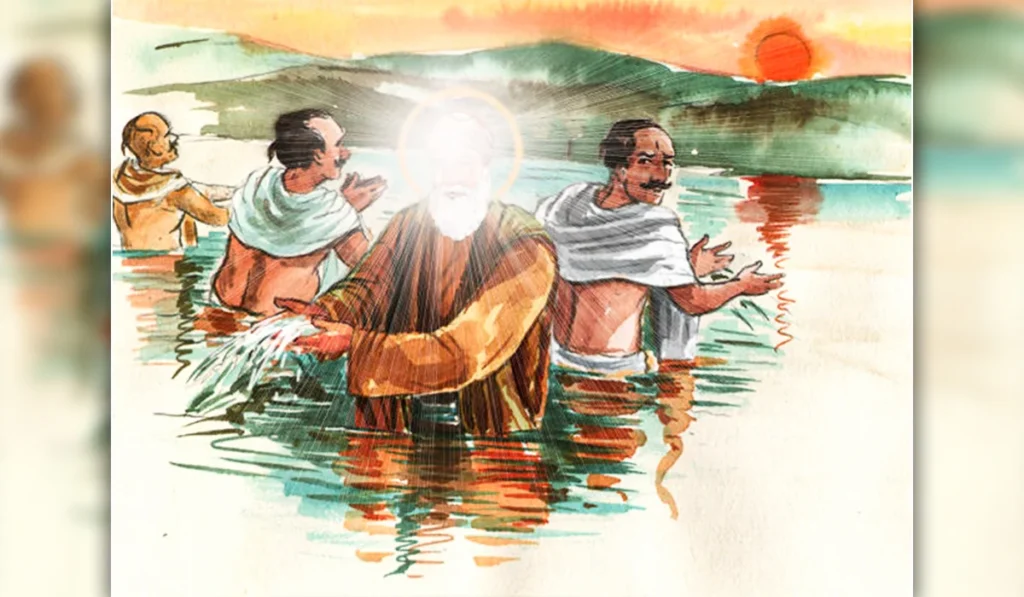 water in the opposite direction